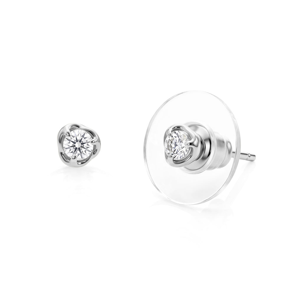 D'Joy - Lab Grown Diamond Stud Earring with Push Post in Rhodium Overlay Sterling Silver 0.25 Ct._8789150