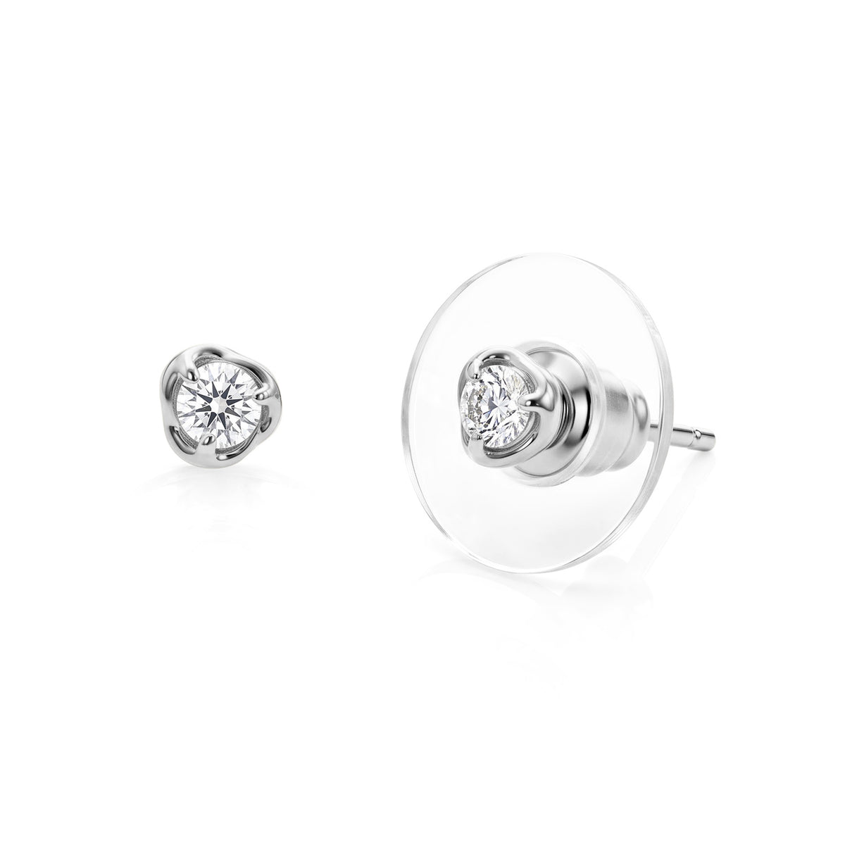 D'Joy - Lab Grown Diamond Stud Earring with Push Post in Rhodium Overlay Sterling Silver 0.25 Ct. 8789150 0