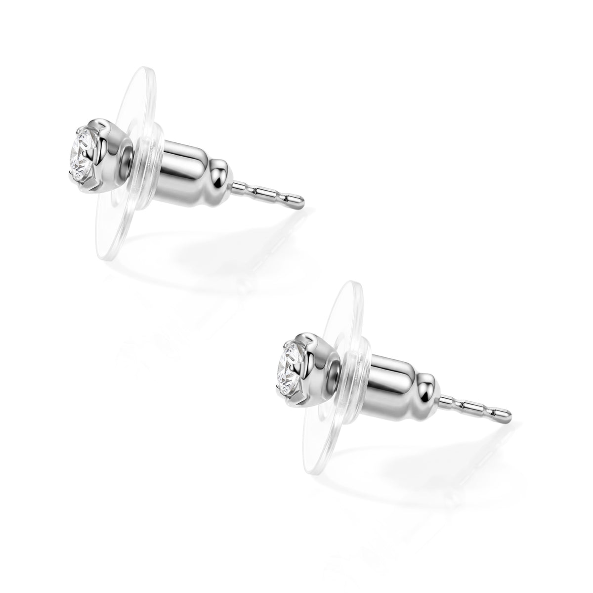 D'Joy - Lab Grown Diamond Stud Earring with Push Post in Rhodium Overlay Sterling Silver 0.25 Ct. 8789150 3