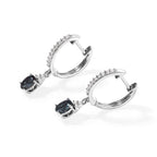 Luxuriant - AAA Lab Grown Alexandrite & White Zircon Dangling Hoop  Earring in Rhodium Overlay Sterling Silver 1.40 Ct._8789320_3