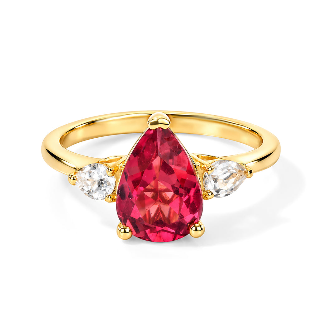 Luxuriant Lab Created Padparadscha Sapphire, White Zircon Main Stone With Side Stone Ring Sterling Silver  3.124  Ct._8790147