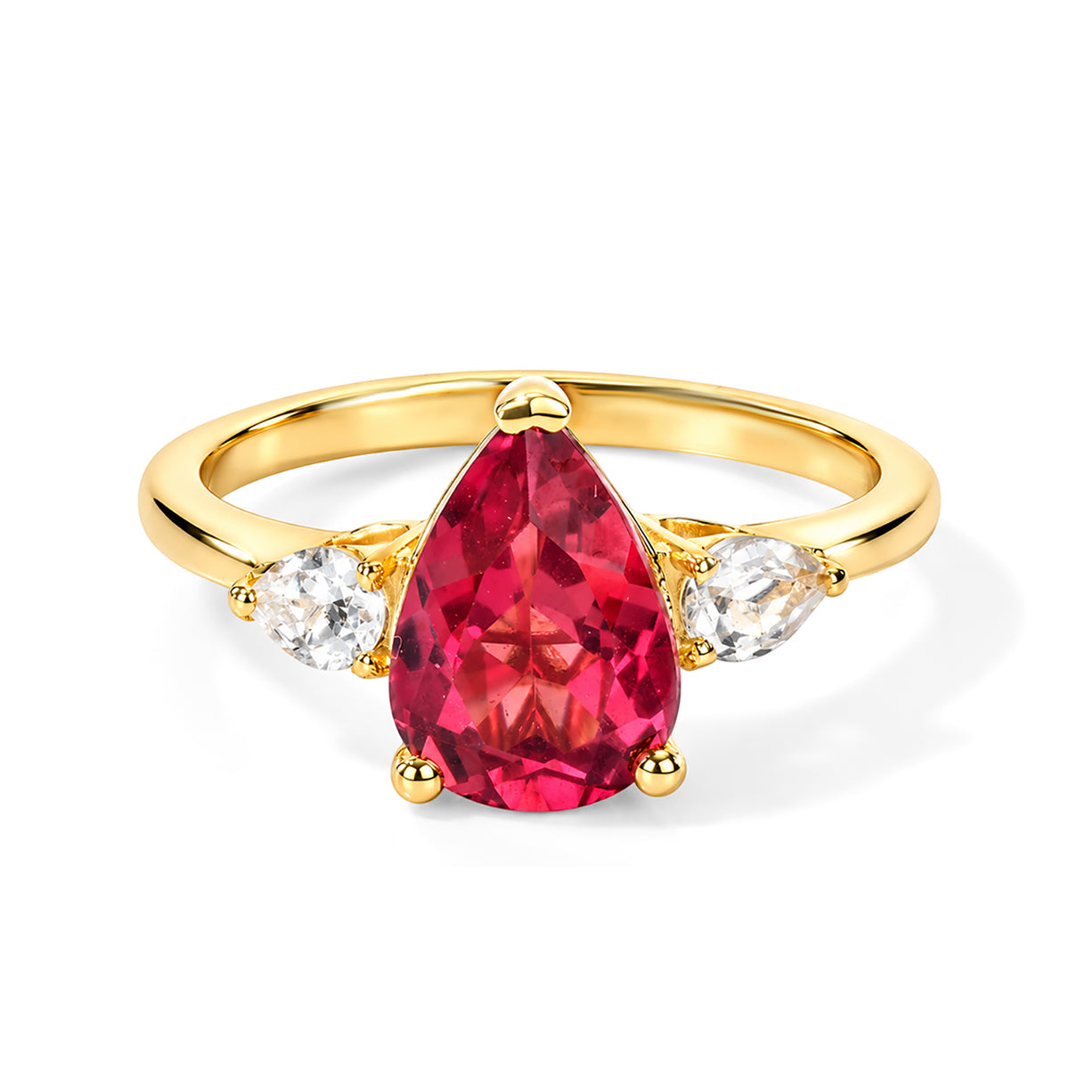 Luxuriant Lab Created Padparadscha Sapphire, White Zircon Main Stone With Side Stone Ring Sterling Silver  3.124  Ct. 8790147 0