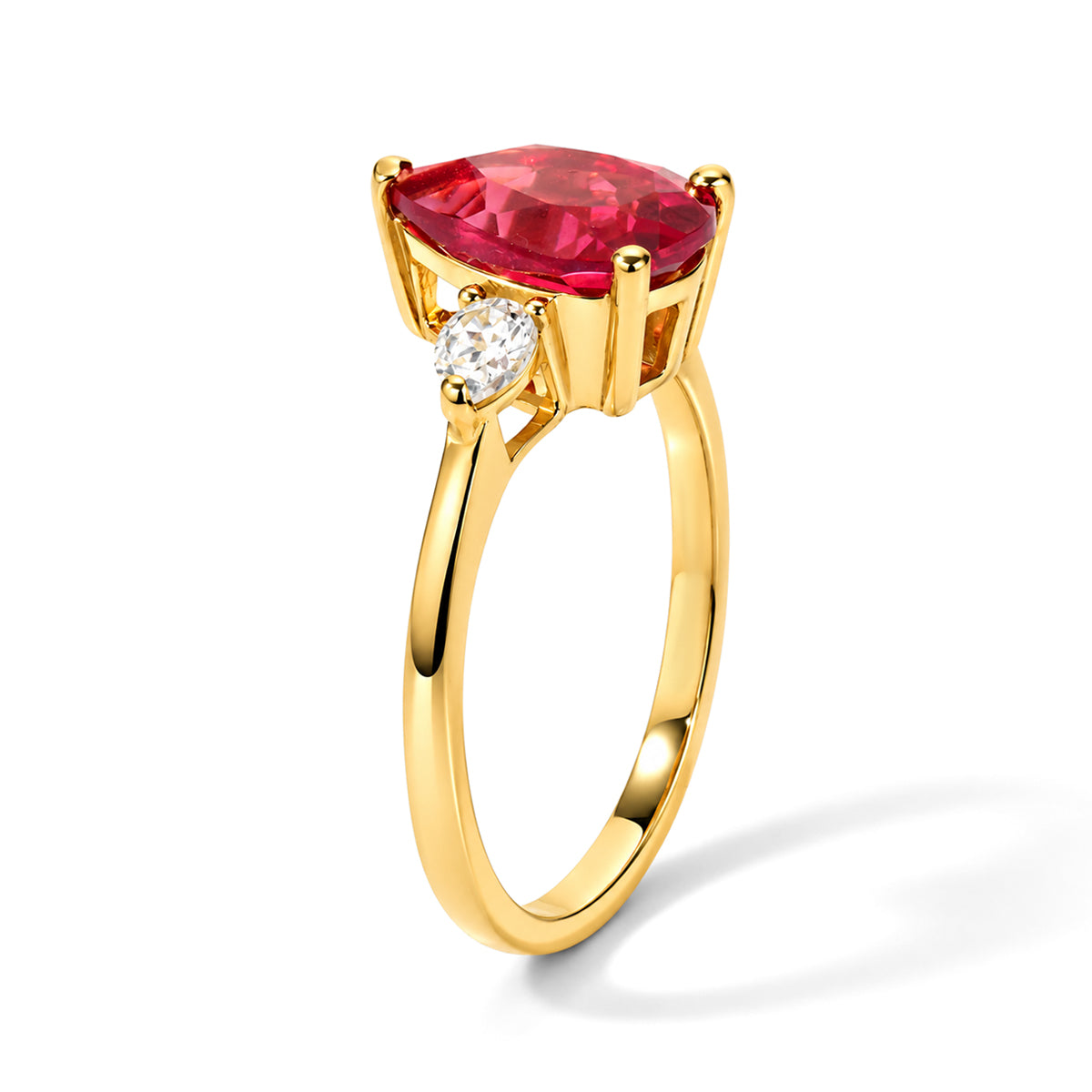 Luxuriant Lab Created Padparadscha Sapphire, White Zircon Main Stone With Side Stone Ring Sterling Silver  3.124  Ct. 8790147 3