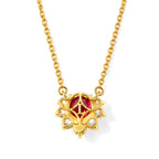 Luxuriant - Lab Created Padparadscha Sapphire & White Zircon Necklace (Size - 20) in Yellow Gold Plated Sterling Silver 4.15 Ct._8790156_3