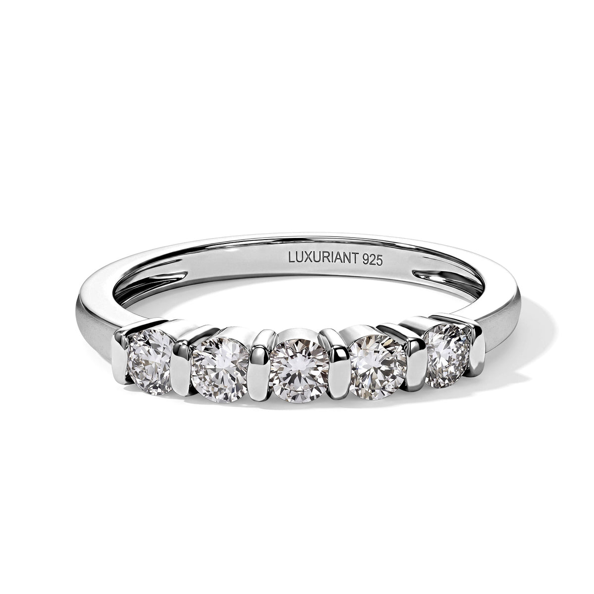 Luxuriant - Lab Grown Diamond 5 Stone Ring in Rhodium Overlay Sterling Silver 0.50 Ct. 8790926 0