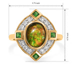 D'Joy - Ammolite, Natural Chrome Diopside & White Zircon Ring in 18K Vermeil Yellow Gold Plated Sterling Silver 2.23 Ct._8791080_5