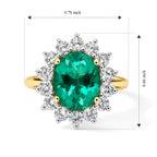 Luxuriant - 9K Yellow Gold AAAA Lab Grown Columbian Emerald & Lab Grown Diamond (VS/E-F) Halo Ring 3.50 Ct._8791964_4