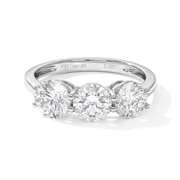 Luxuriant - 950 Platinum SGL Certified Lab Grown Diamond (VS/E-F) Trilogy Ring 2.00 Ct, 8793240 1