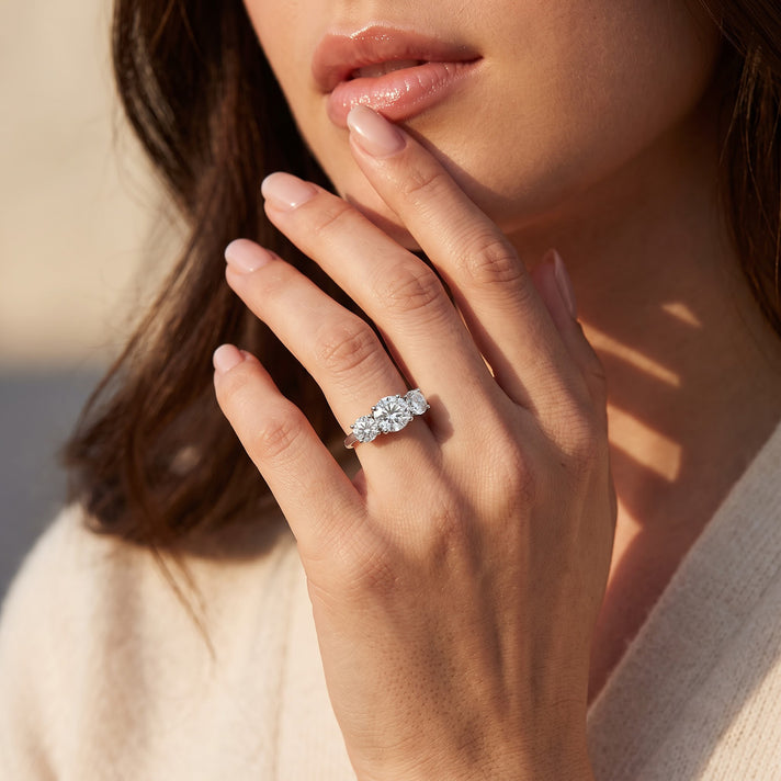 Luxuriant - 950 Platinum SGL Certified Lab Grown Diamond (VS/E-F) Trilogy Ring 2.00 Ct, 8793240 2