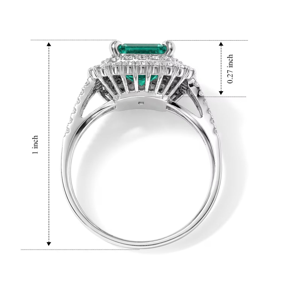 The Tokyo Treasure - 900 White Platinum AAAA Colombian Emerald &amp; White Diamond (VS) Halo Ring 2.20 Ct, Platinum Wt. 6.20 Gms 8793486 2