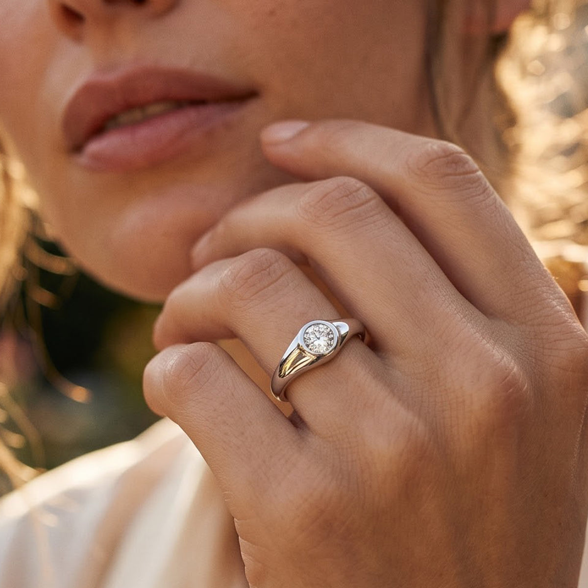 Lucy Q - Lab Grown Diamond Solitaire Ring in Rhodium Overlay Sterling Silver 0.25 Ct. 8794256 1