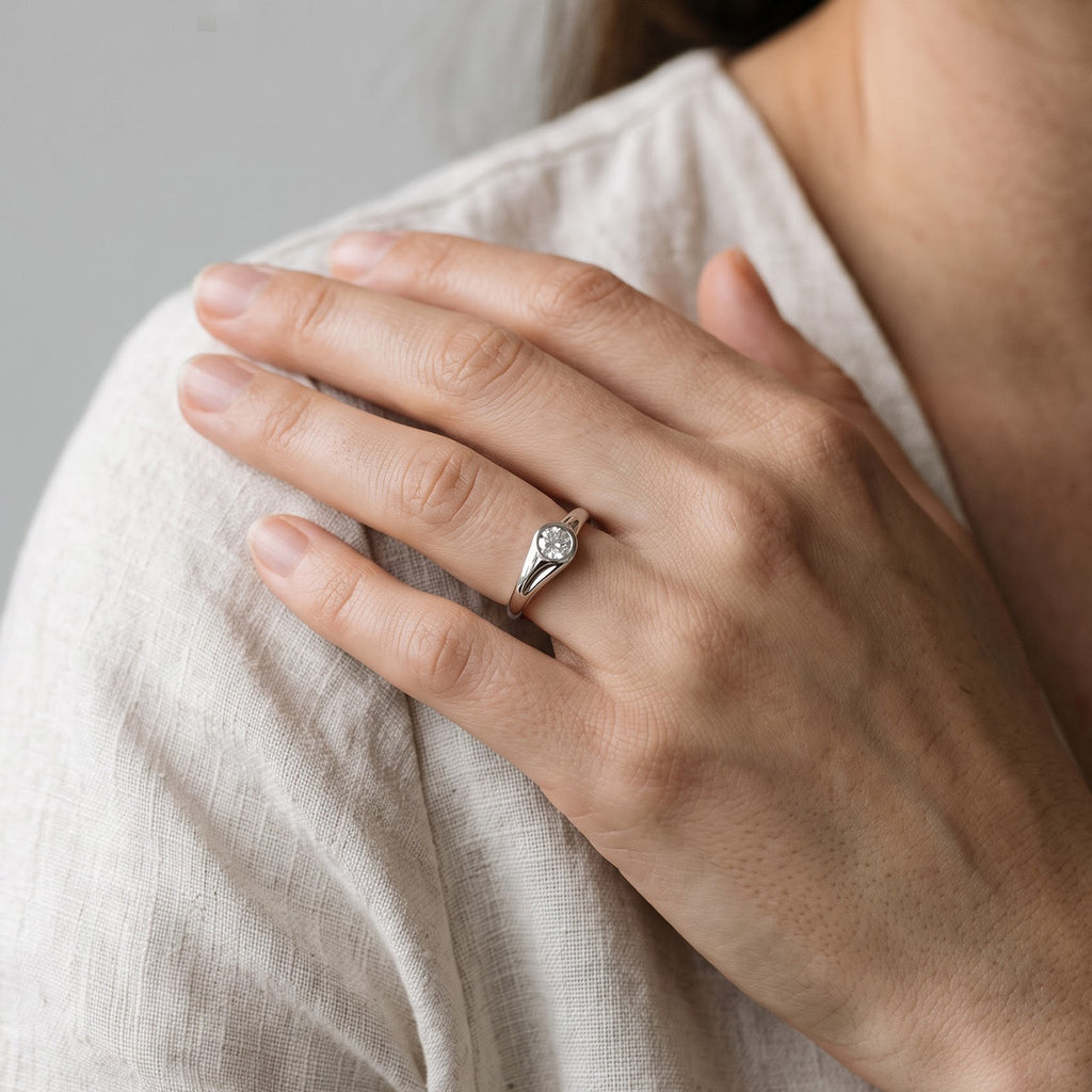 Lucy Q - Lab Grown Diamond Solitaire Ring in Rhodium Overlay Sterling Silver 0.25 Ct._8794256_2