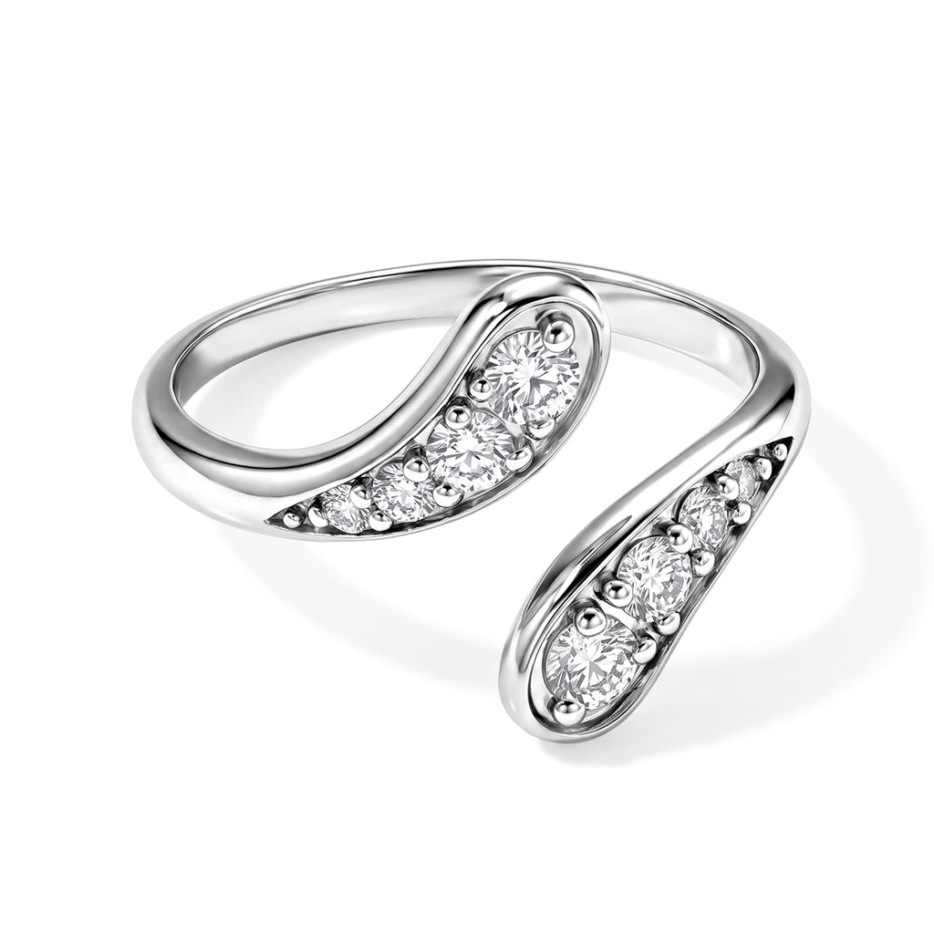 Lucy Q - Lab Grown Diamond Bypass Ring in Rhodium Overlay Sterling Silver 0.40 Ct._8794436