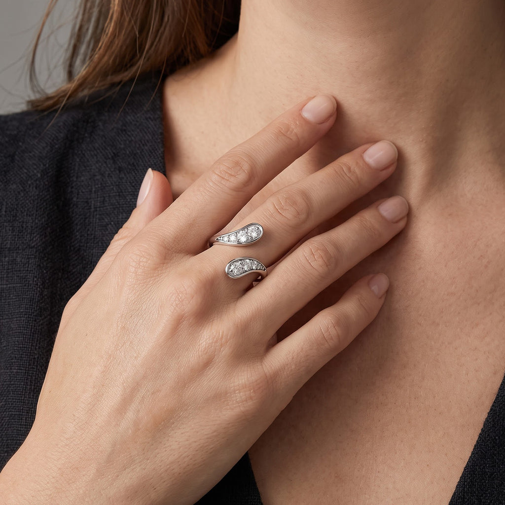 Lucy Q - Lab Grown Diamond Bypass Ring in Rhodium Overlay Sterling Silver 0.40 Ct._8794436_2