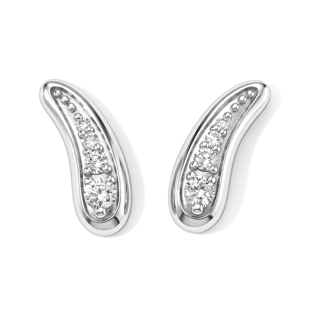 Lucy Q Lab Grown Diamond Main Stone With Side Stone Earring in Rhodium OverlaySterling Silver  0.250  Ct._8794537