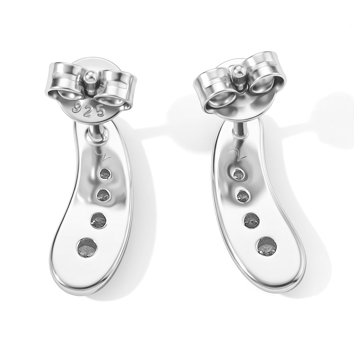 Lucy Q - Lab Grown Diamond Curved Stud Earring with Push Back in Rhodium Overlay Sterling Silver 0.25 Ct. 8794537 4