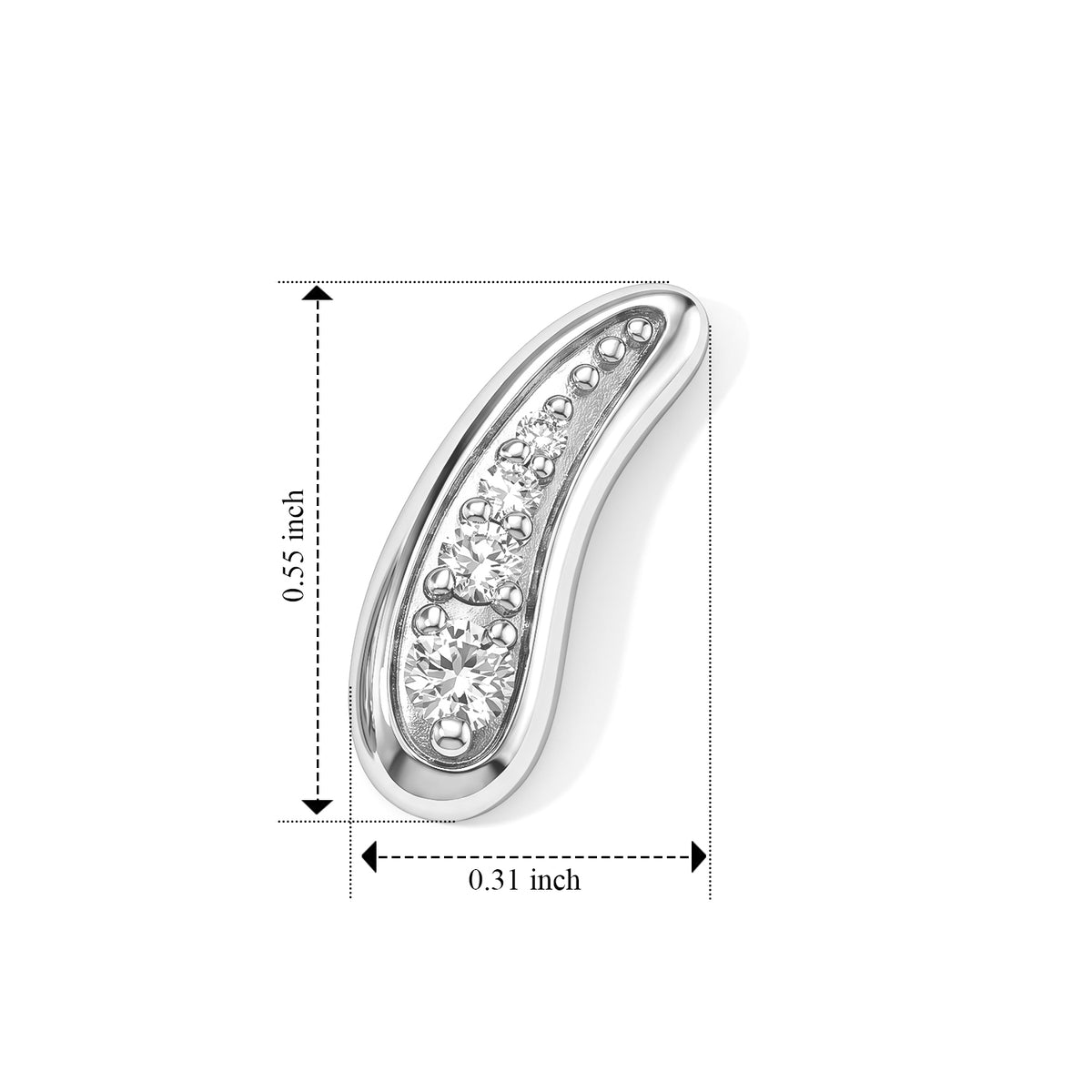 Lucy Q - Lab Grown Diamond Curved Stud Earring with Push Back in Rhodium Overlay Sterling Silver 0.25 Ct. 8794537 5