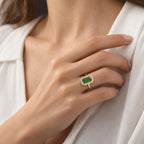 D'Joy - Ammolite & Natural White Diamond Halo Ring in 18K Vermeil Yellow Gold Plated Sterling Silver 3.30 Ct._8795294_1
