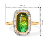 D'Joy - Ammolite & Natural White Diamond Halo Ring in 18K Vermeil Yellow Gold Plated Sterling Silver 3.30 Ct._8795294_5