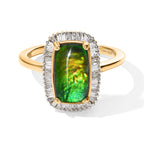 D'Joy - Ammolite & Natural White Diamond Ring in 18K Vermeil Yellow Gold Plated Sterling Silver 3.30 Ct._8795322
