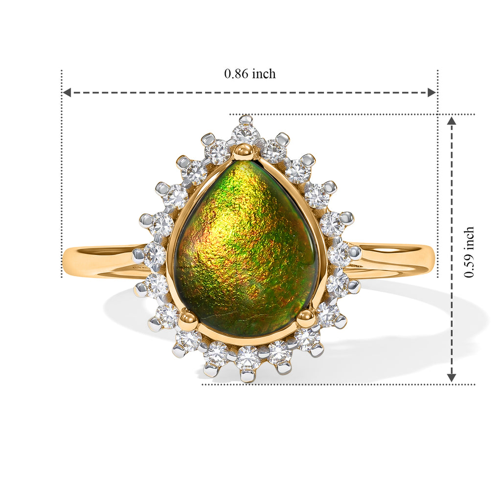 Luxuriant Ammolite, Lab Grown Diamond Main Stone With Surrounding Stone Ring in 18K YG VermeilSterling Silver  2.810  Ct._8795372_5