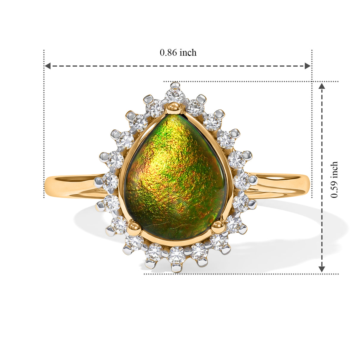 Luxuriant - Ammolite &amp; Lab Grown Diamond (SI-G-H) Ring in 18K  Vermeil Yellow Gold Plated Sterling Silver 2.80 Ct. 8795373 5