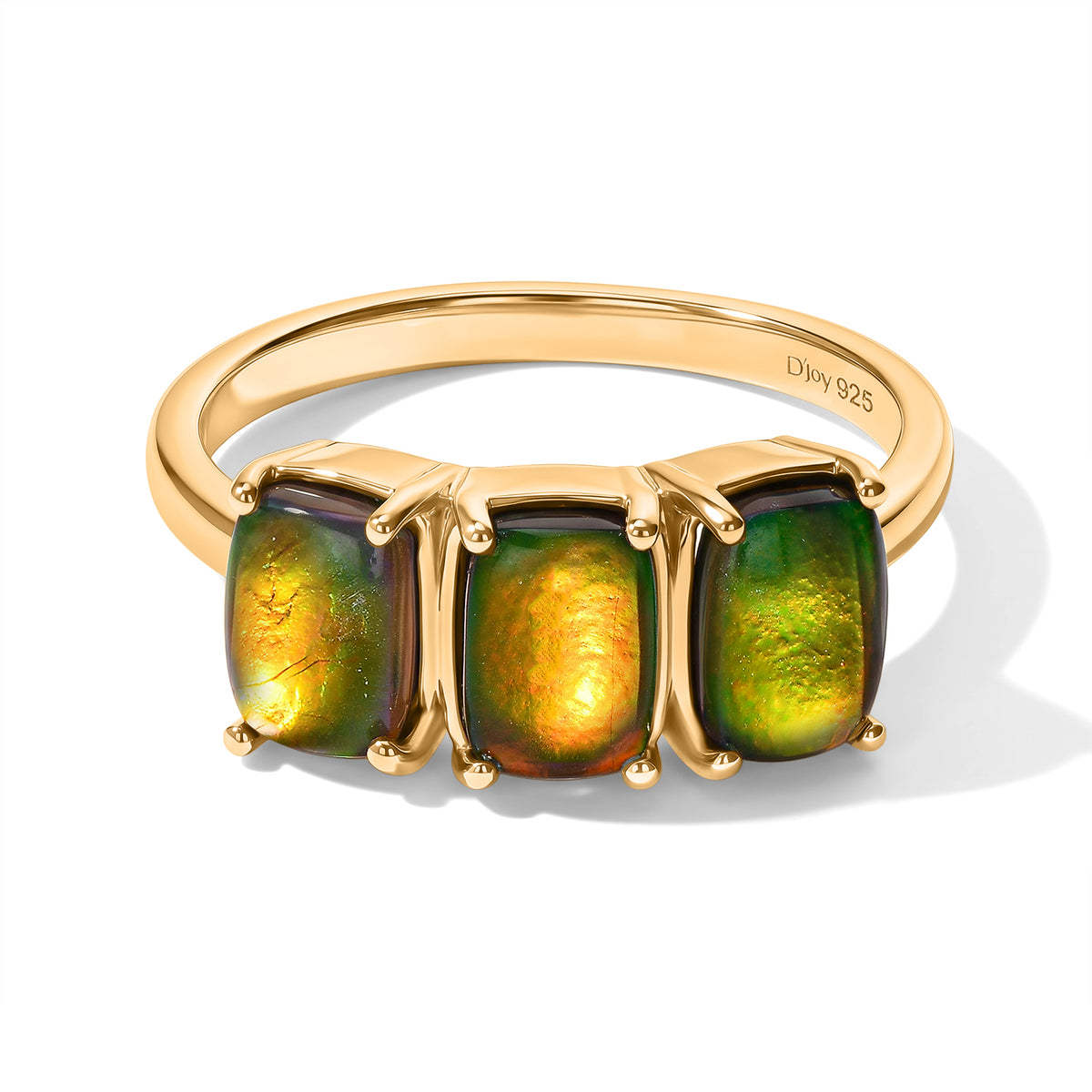 D'Joy - Ammolite Trilogy Ring in 18K Vermeil Yellow Gold Plated Sterling Silver 3.30 Ct. 8795505 0
