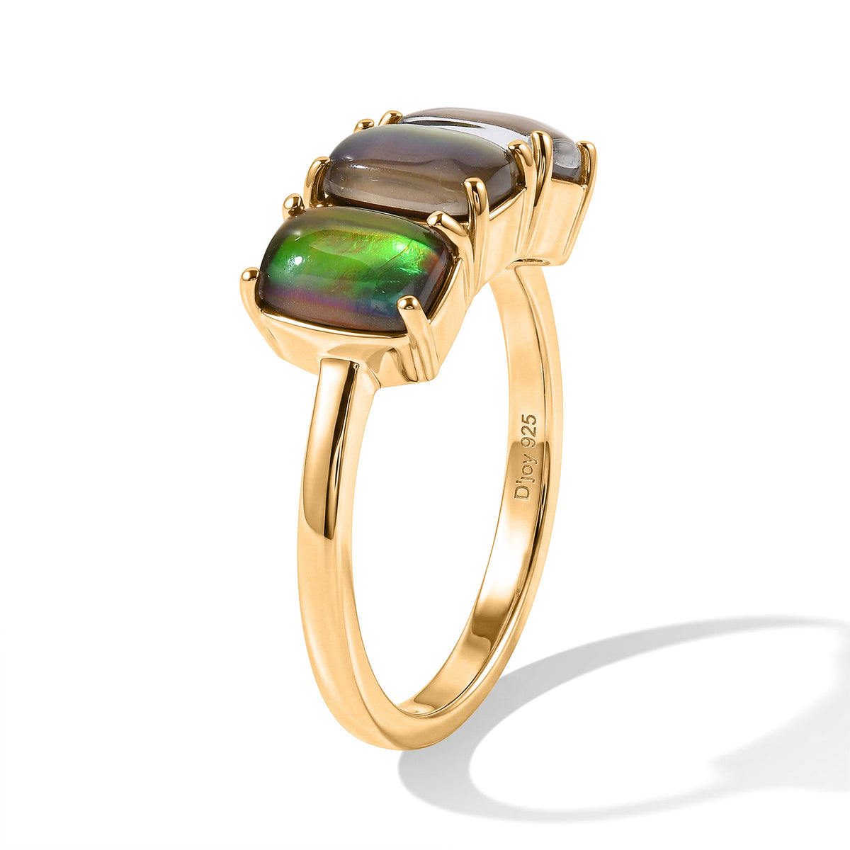 D'Joy - Ammolite Trilogy Ring in 18K Vermeil Yellow Gold Plated Sterling Silver 3.30 Ct. 8795505 3
