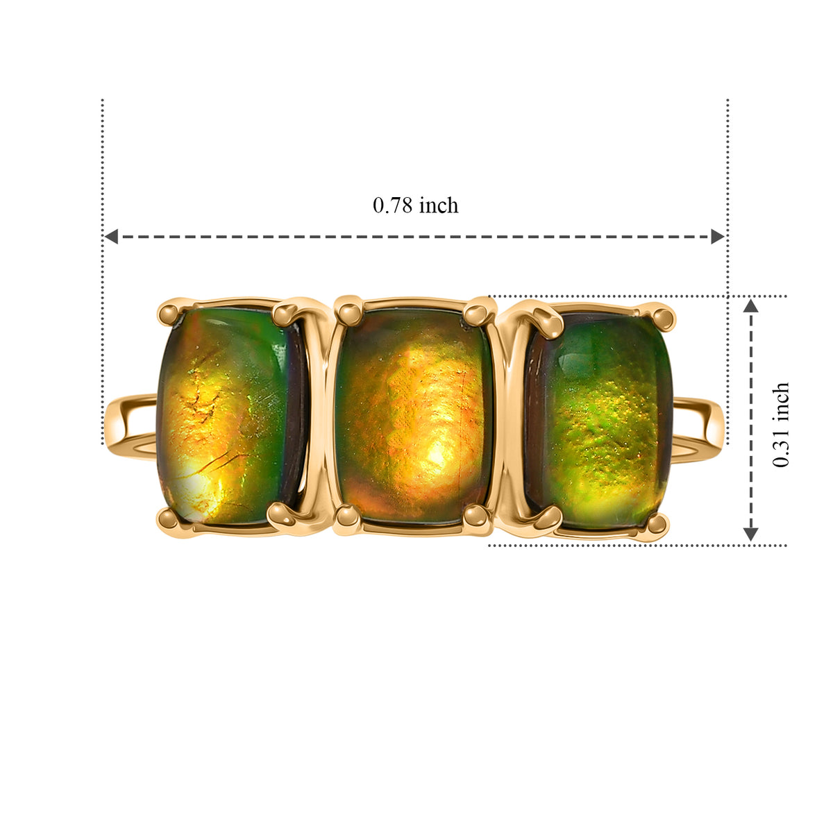 D'Joy - Ammolite Trilogy Ring in 18K Vermeil Yellow Gold Plated Sterling Silver 3.30 Ct. 8795505 5