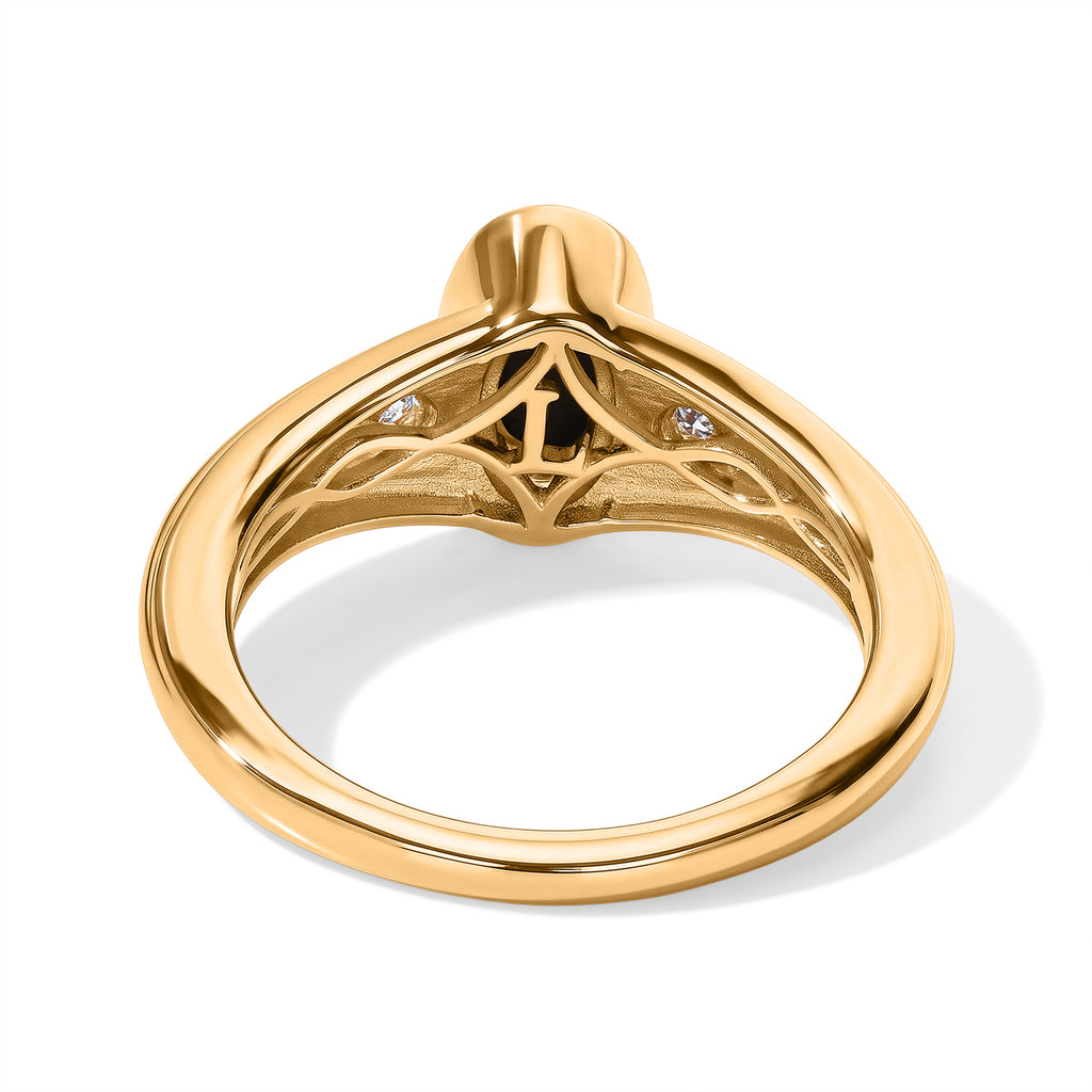 Luxuriant - Ammolite & Lab Grown Diamond (SI/G-H) Ring in 18K Vermeil Yellow Gold Plated Sterling Silver 1.20 Ct._8795574_3