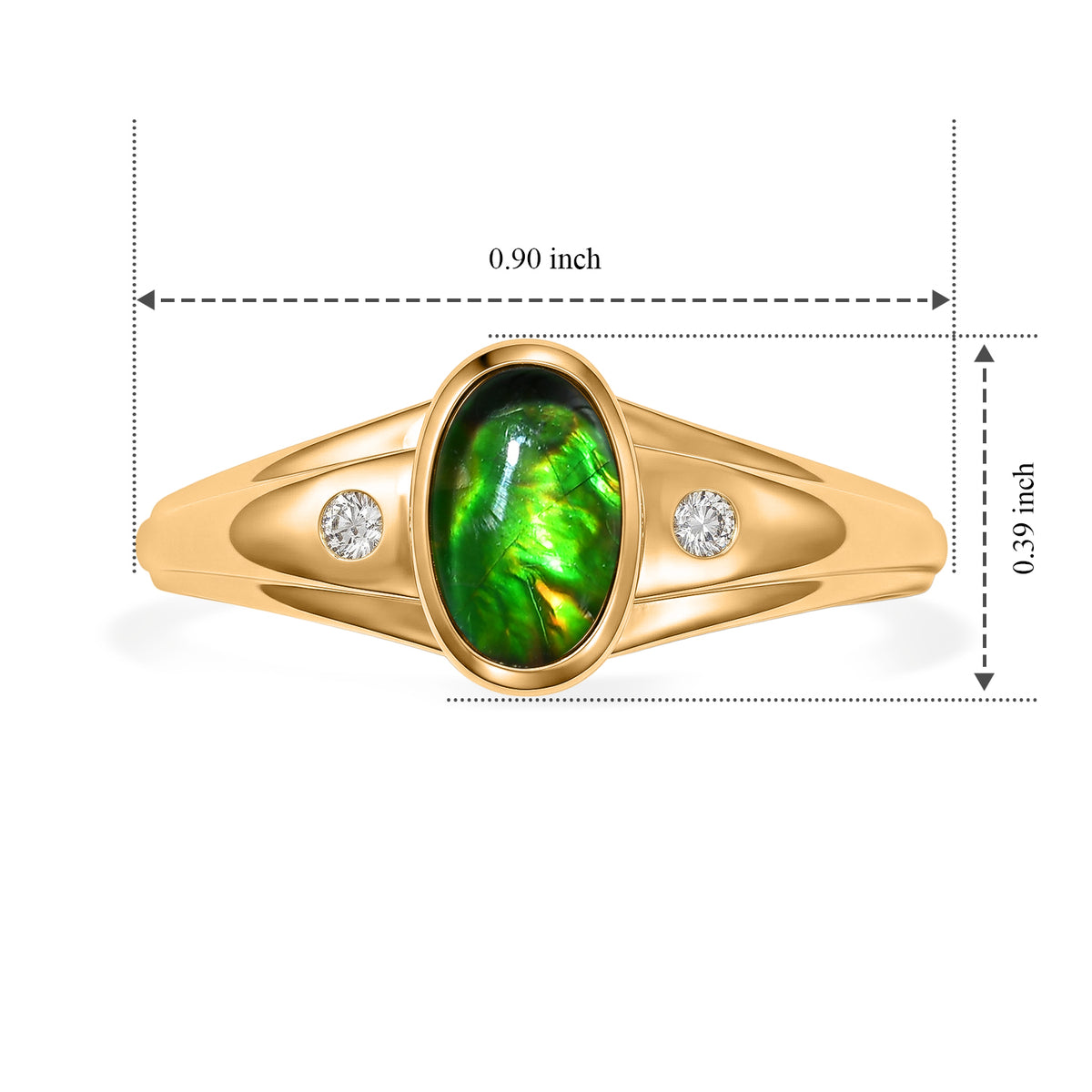 Luxuriant - Ammolite &amp; Lab Grown Diamond (SI-G-H) Ring in 18K Vermeil Yellow Gold Plated Sterling Silver 1.20 Ct. 8795574 4