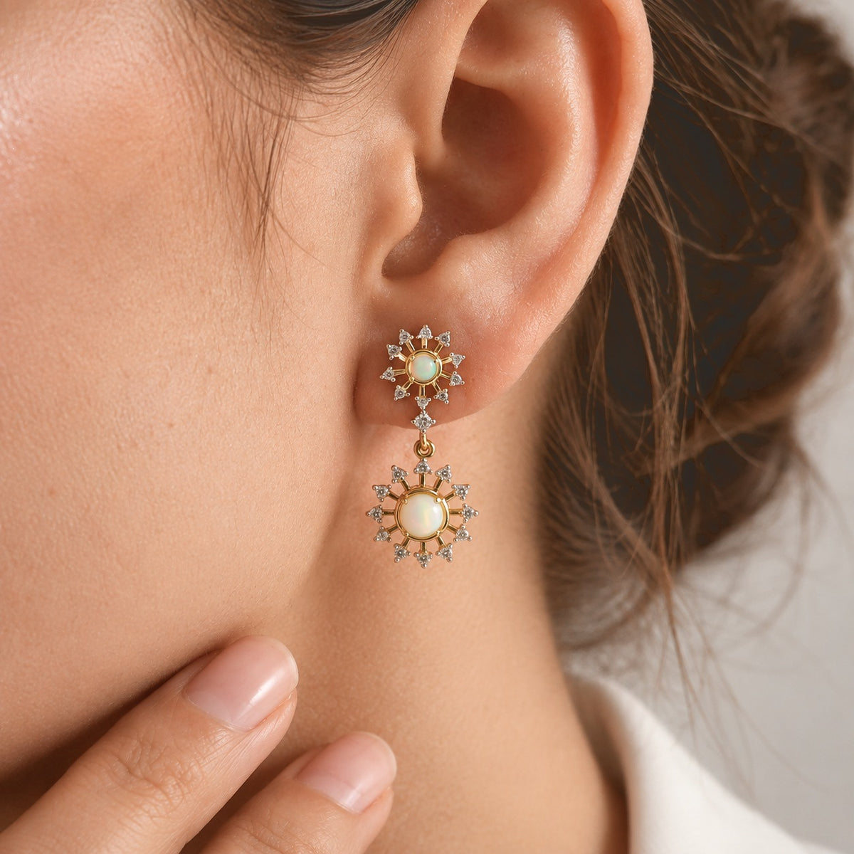 D'joy Ethiopian Opal, White Zircon Dangling Earring Sterling Silver  1.712  Ct. 8795919 2