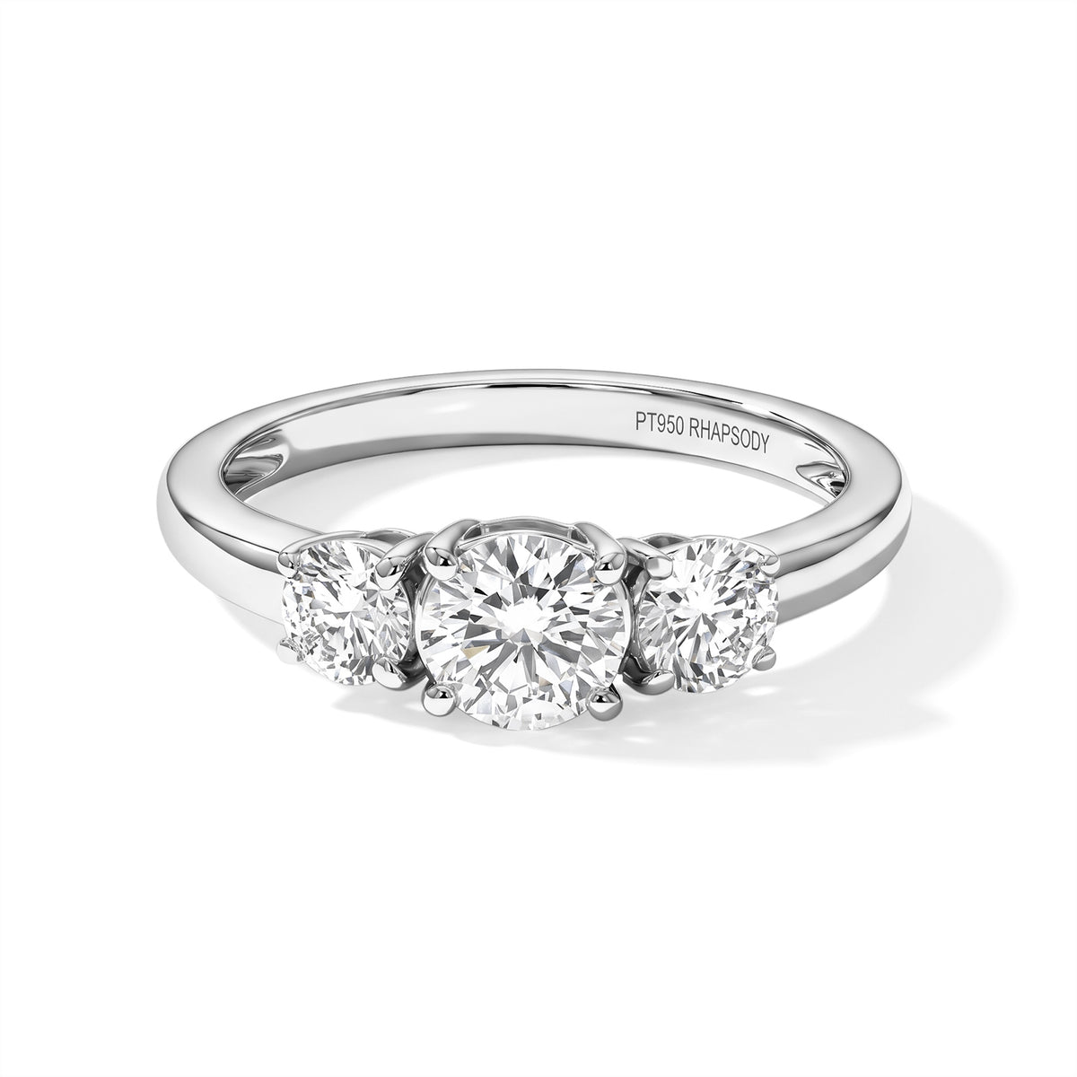 Rhapsody - 950 Platinum SGL Certified Natural White Diamond (VS/E-F) Trilogy Ring 1.20 Ct, Platinum Wt. 3.00 Gms 8795920 0