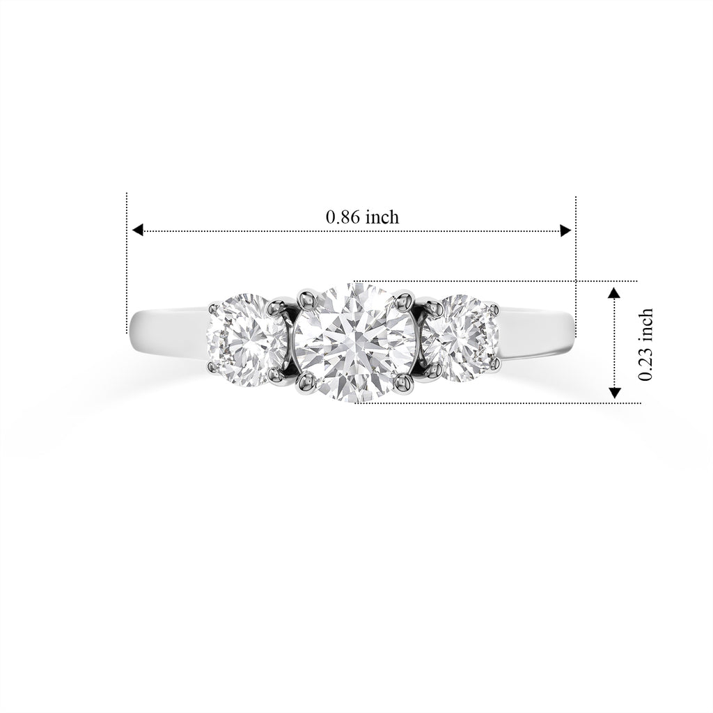 Rhapsody - 950 Platinum SGL Certified Natural White Diamond (VS/E-F) Trilogy Ring 1.20 Ct, Platinum Wt. 3.00 Gms_8795920_5