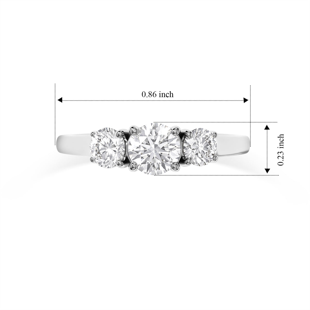 Rhapsody - 950 Platinum SGL Certified Natural White Diamond (VS/E-F) Trilogy Ring 1.20 Ct, Platinum Wt. 3.00 Gms 8795920 5