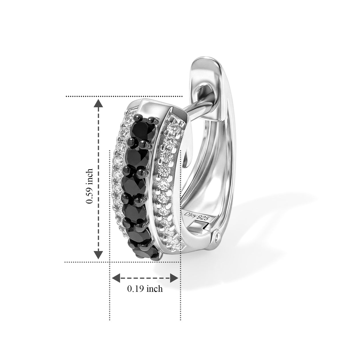 D'Joy - Black Diamond &amp; White Diamond Full Hoop Earring in Rhodium Overlay Sterling Silver 0.50 Ct. 8795956 4