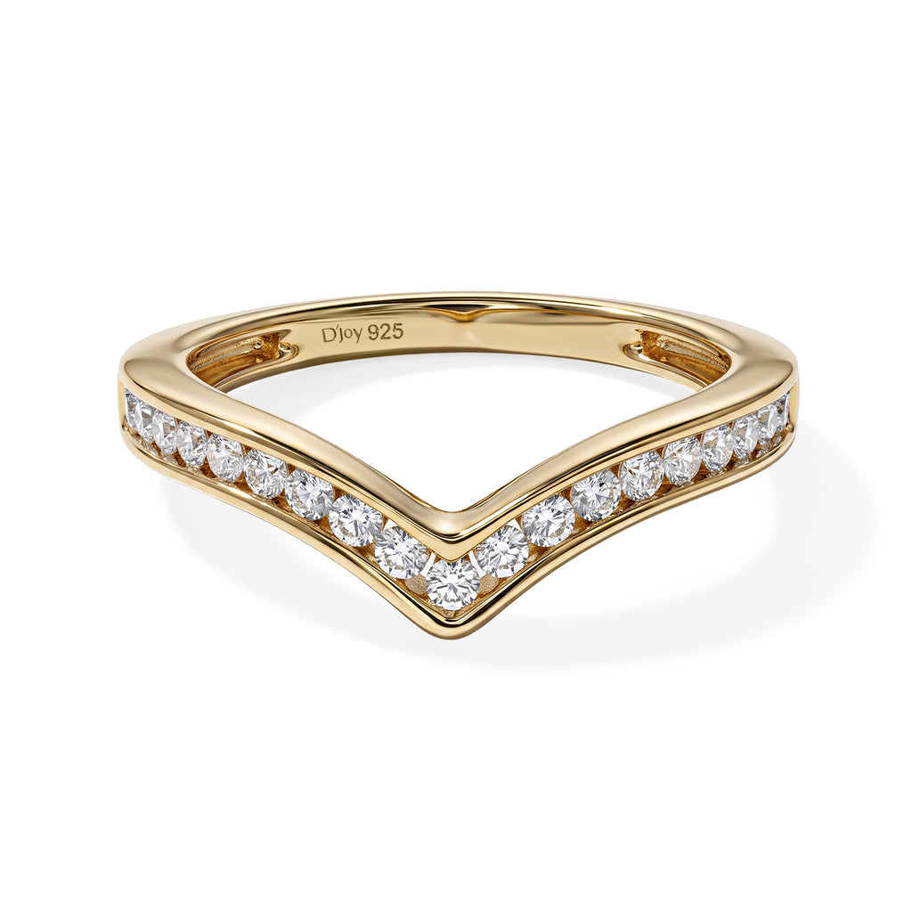 D'Joy - SGL Certified Natural White Diamond (I3/G-H) Wishbone Ring in 18K Vermeil Yellow Gold Plated Sterling Silver 0.50 Ct._8795975