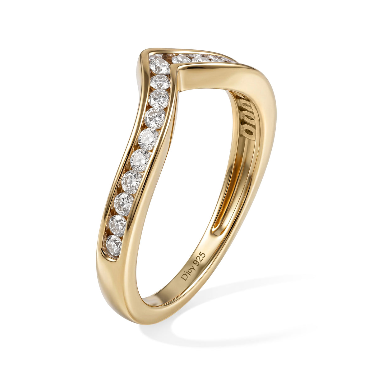 D'Joy - SGL Certified Natural White Diamond (I3-G-H) Wishbone Ring in 18K Vermeil Yellow Gold Plated Sterling Silver 0.50 Ct. 8795975 3