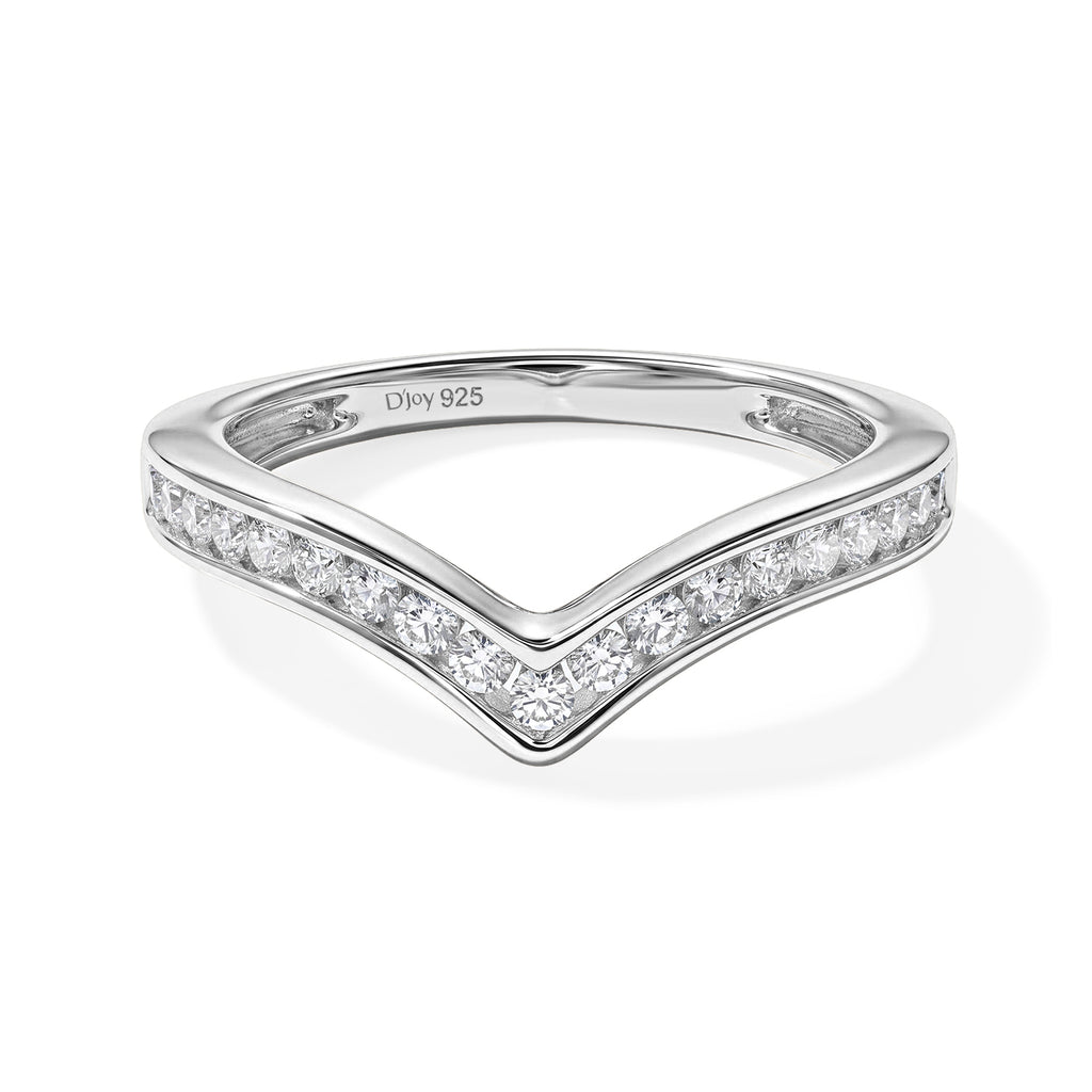D'Joy - SGL Certified Natural White Diamond (I3/G-H) Wishbone Ring in Rhodium Overlay Sterling Silver 0.50 Ct._8795986