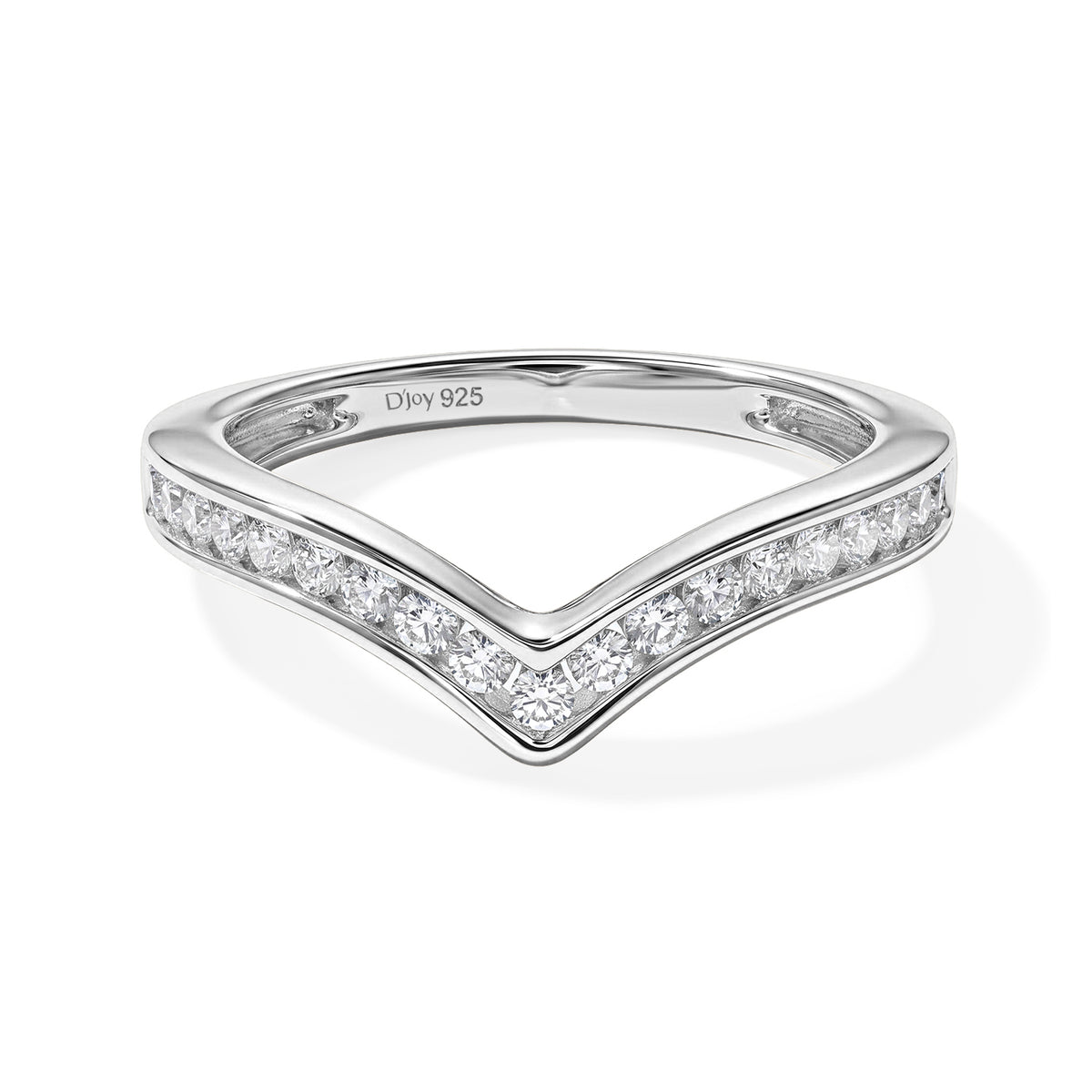 D'Joy - SGL Certified Natural White Diamond (I3-G-H) Wishbone Ring in Rhodium Overlay Sterling Silver 0.50 Ct. 8795986 0