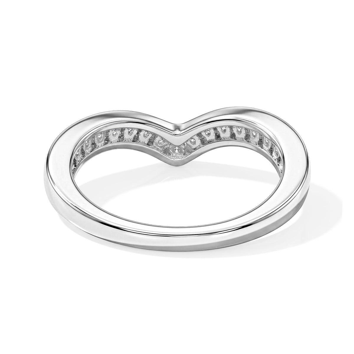 D'Joy - SGL Certified Natural White Diamond (I3-G-H) Wishbone Ring in Rhodium Overlay Sterling Silver 0.50 Ct. 8795986 4