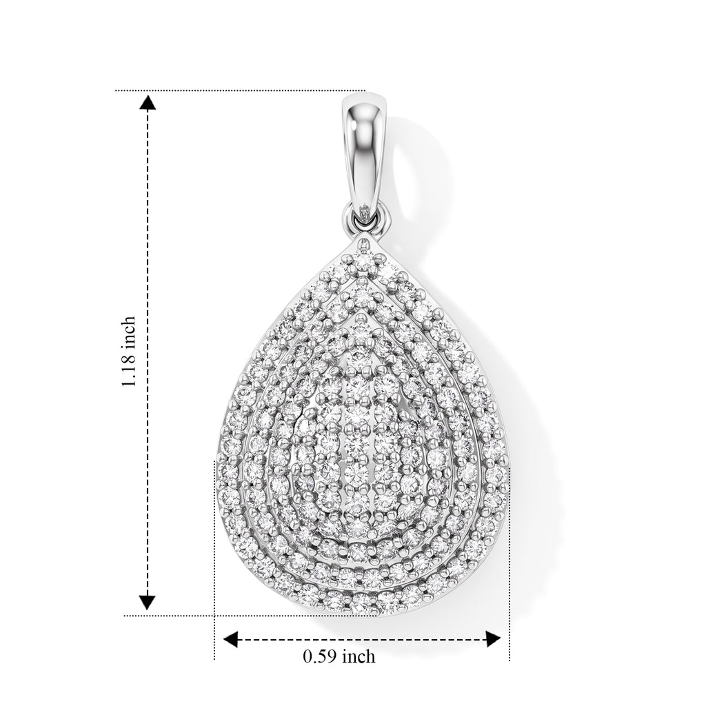 Luxoro - 9K White Gold SGL Certified Natural White Diamond Pendant_8796015_4