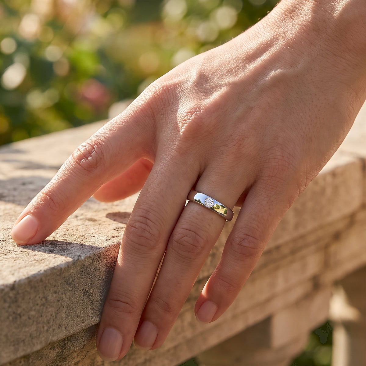 The Tokyo Treasure - D'Joy Natural White Diamond Solitaire Band Ring in Rhodium Overlay Sterling Silver 8796016 1