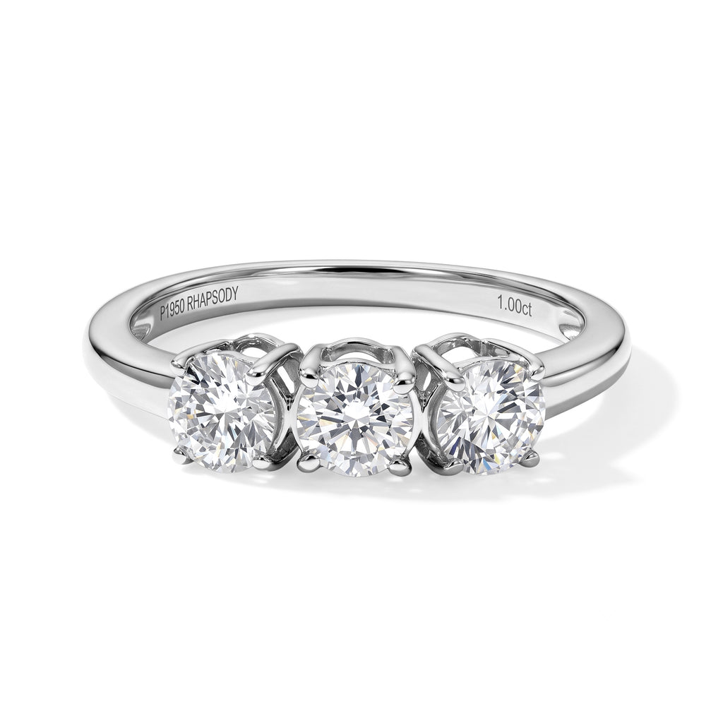 Rhapsody - 950 Platinum SGL Certified Natural White Diamond (VS/E-F) Trilogy Ring 1.05 Ct._8796050