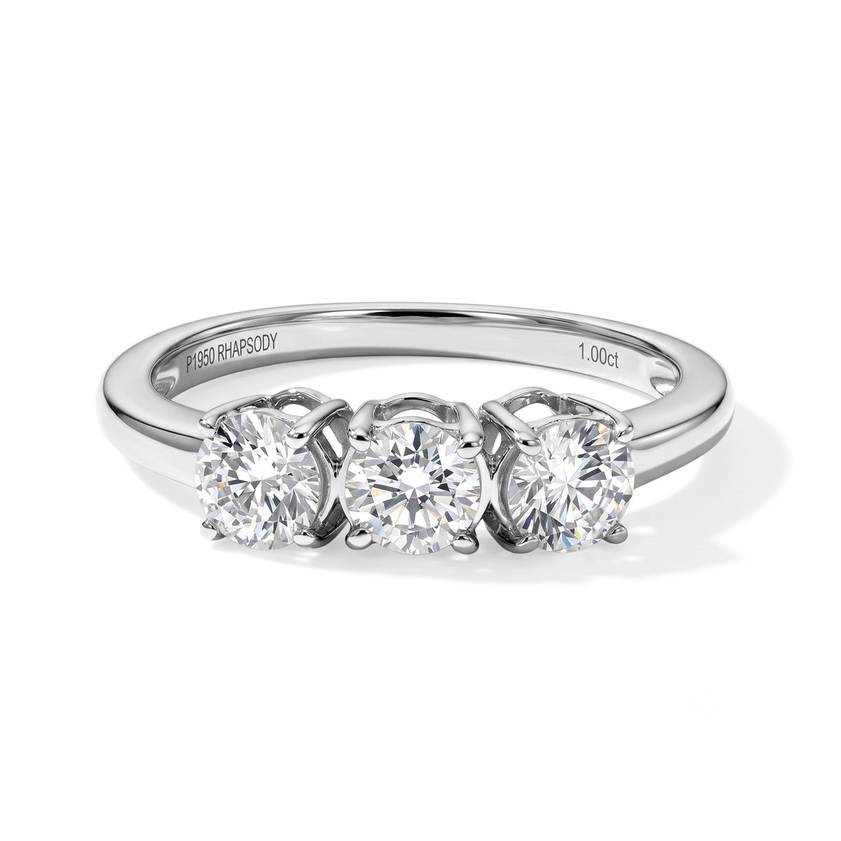 Rhapsody - 950 Platinum SGL Certified Natural White Diamond (VS-E-F) Trilogy Ring 1.05 Ct. 8796050 0