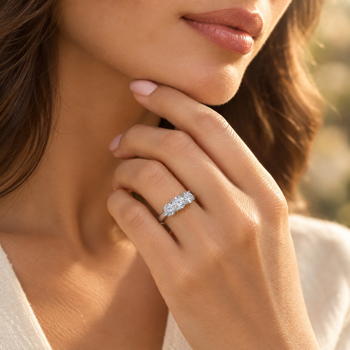 Rhapsody - 950 Platinum SGL Certified Natural White Diamond (VS-E-F) Trilogy Ring 1.05 Ct. 8796050 1