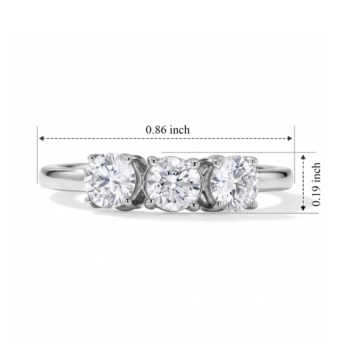 Rhapsody - 950 Platinum SGL Certified Natural White Diamond (VS-E-F) Trilogy Ring 1.05 Ct. 8796050 5