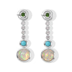 D'Joy - Ethiopian Opal, Natural Chrome Diopside, White Zircon & Sleeping Beauty Turquoise Dangling Earring with Push Post in Platinum Overlay Sterling Silver 1.70 Ct._8796409