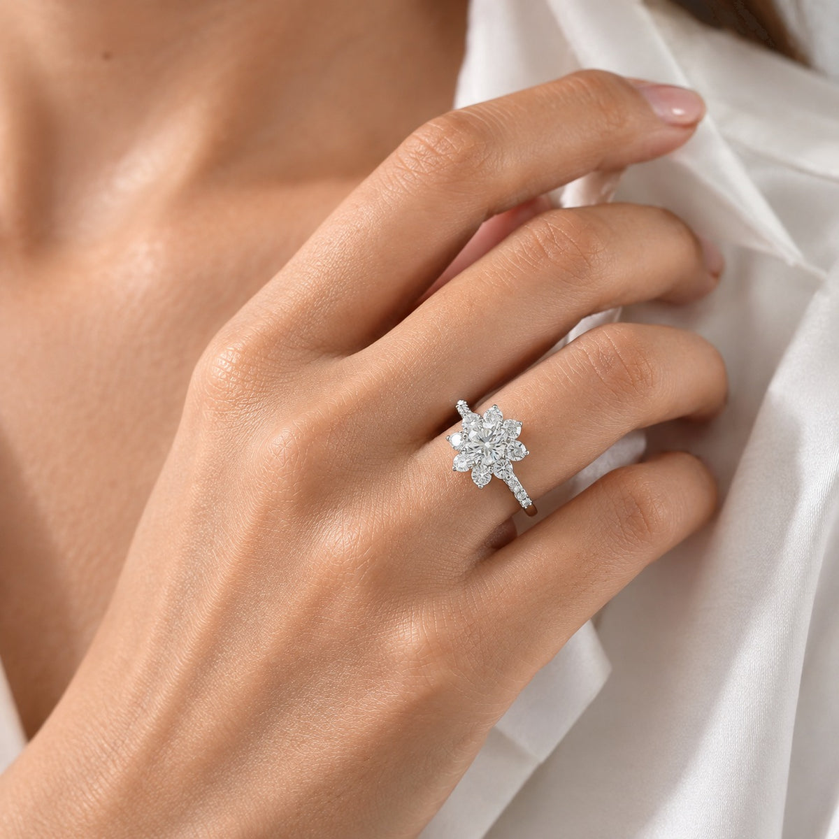 D'Joy - Moissanite Ring in Platinum Overlay Sterling Silver 1.90 Ct. 8796410 2