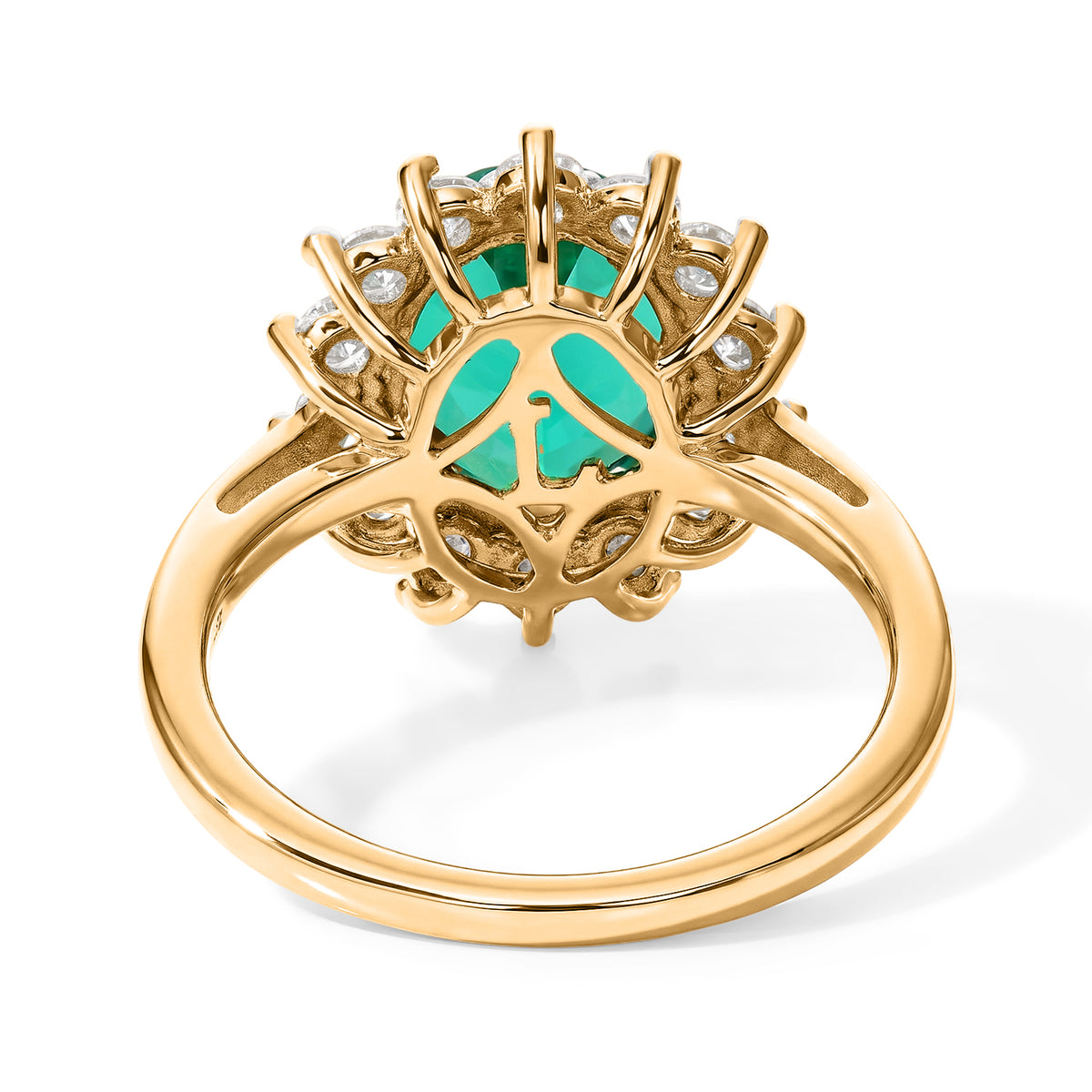 Luxuriant - AAA Lab Grown Columbian Emerald &amp; Lab Grown Diamond (SI-G-H) Halo Ring in 18K Vermeil Yellow Gold Plated Sterling Silver 3.15 Ct. 8796499 4